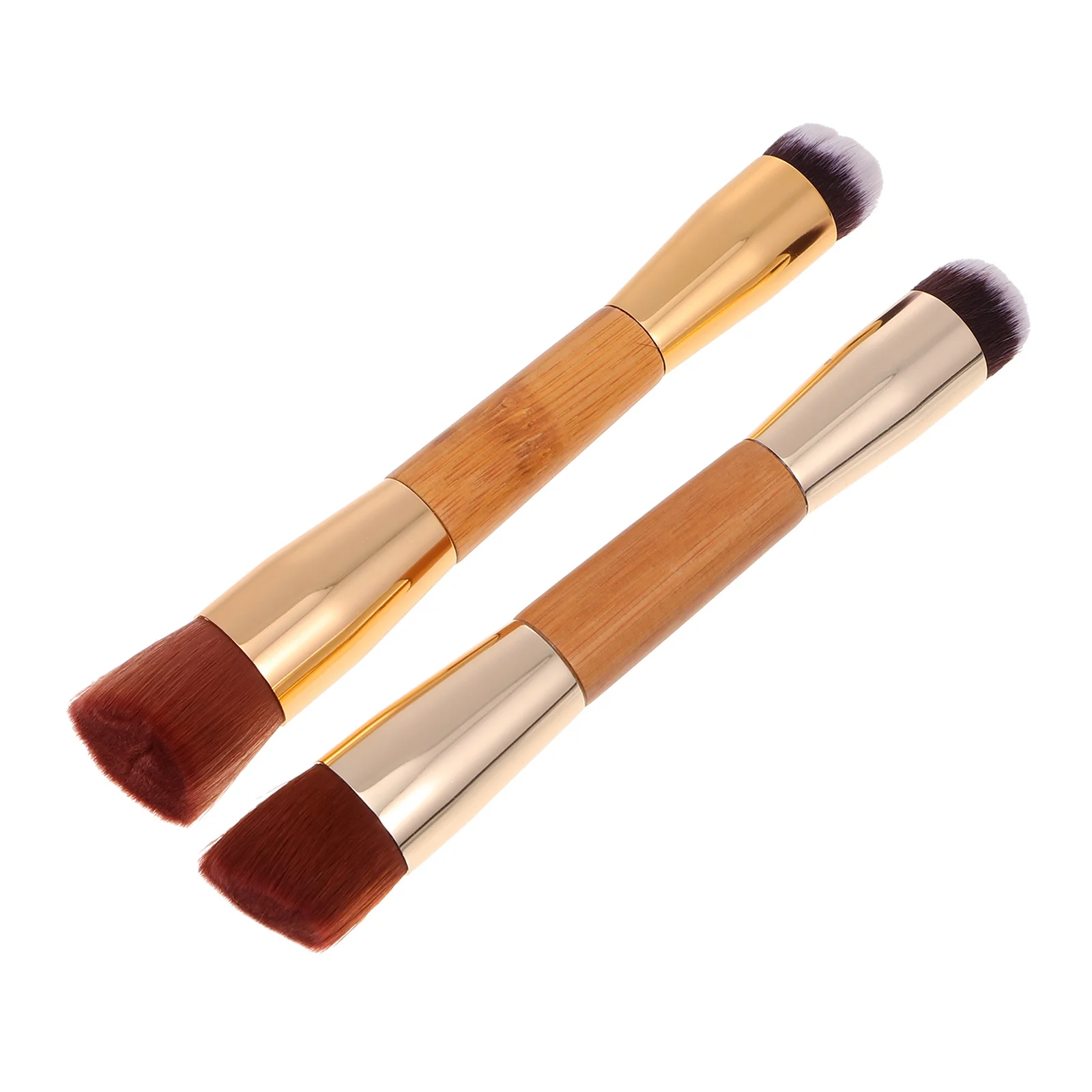 2Pcs Double Ended Makeup Brush Set High-Density Nylon Bristles Blend Set Face Powder Blush Foundation Easily Multipurpose