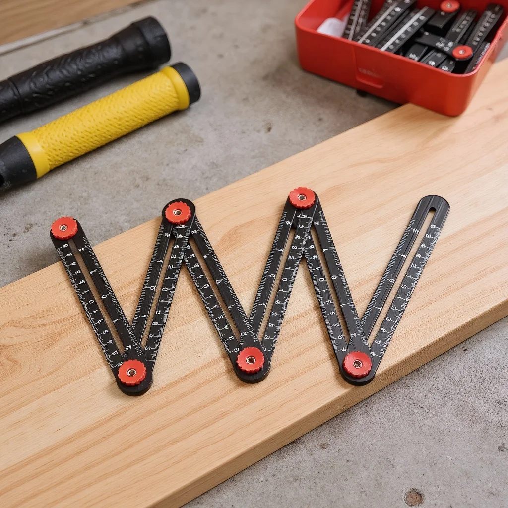 

Многоугольная измерительная линейка из алюминиевого сплава - складная линейка, локатор отверстий для керамической плитки, деревообрабатывающий инструмент