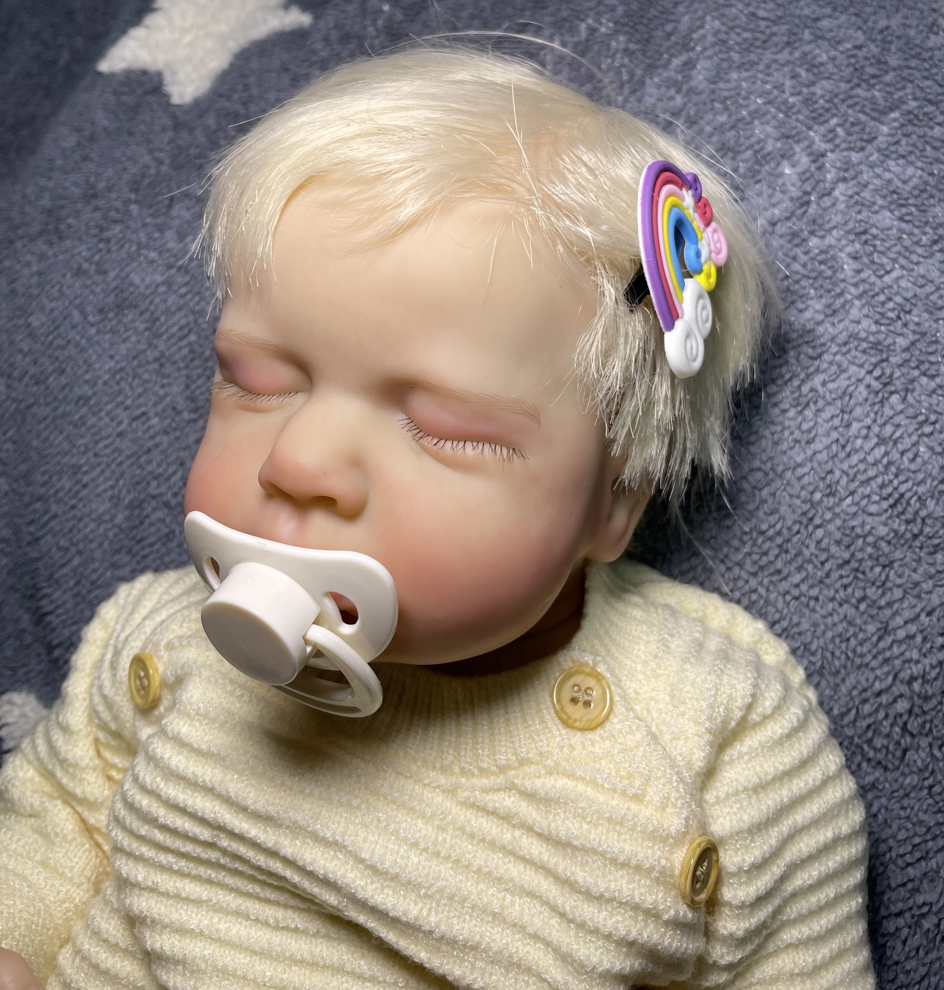 19 inch  LouLou Full Body Reborn Baby Doll Lifelike Soft Touch Cuddly Newborn Baby Doll Multiple Layers Painting 3D Skin