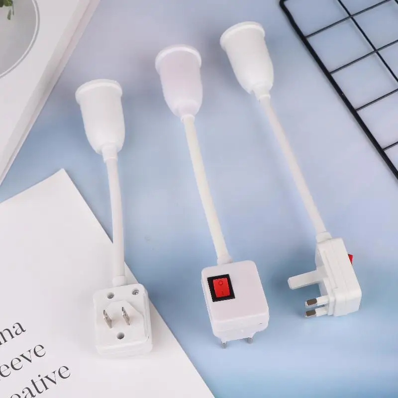 

1 шт., вилка стандарта США, Великобритании, ЕС, цоколь лампы E27, настенный гибкий держатель светильника, конвертер с выключателем, светодиодная головка, цоколь лампы