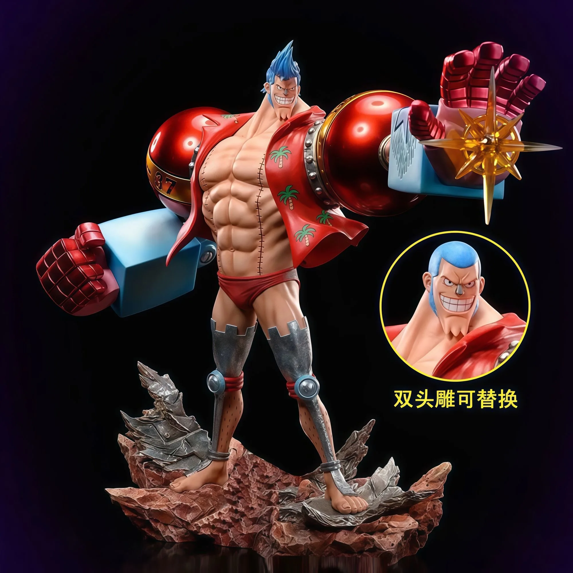 28cm One Piece  Lx Franky Gk Double-Headed Statue Gk Figure Exclusive Platform Cartoon Character Exquisite Desktop Ornaments