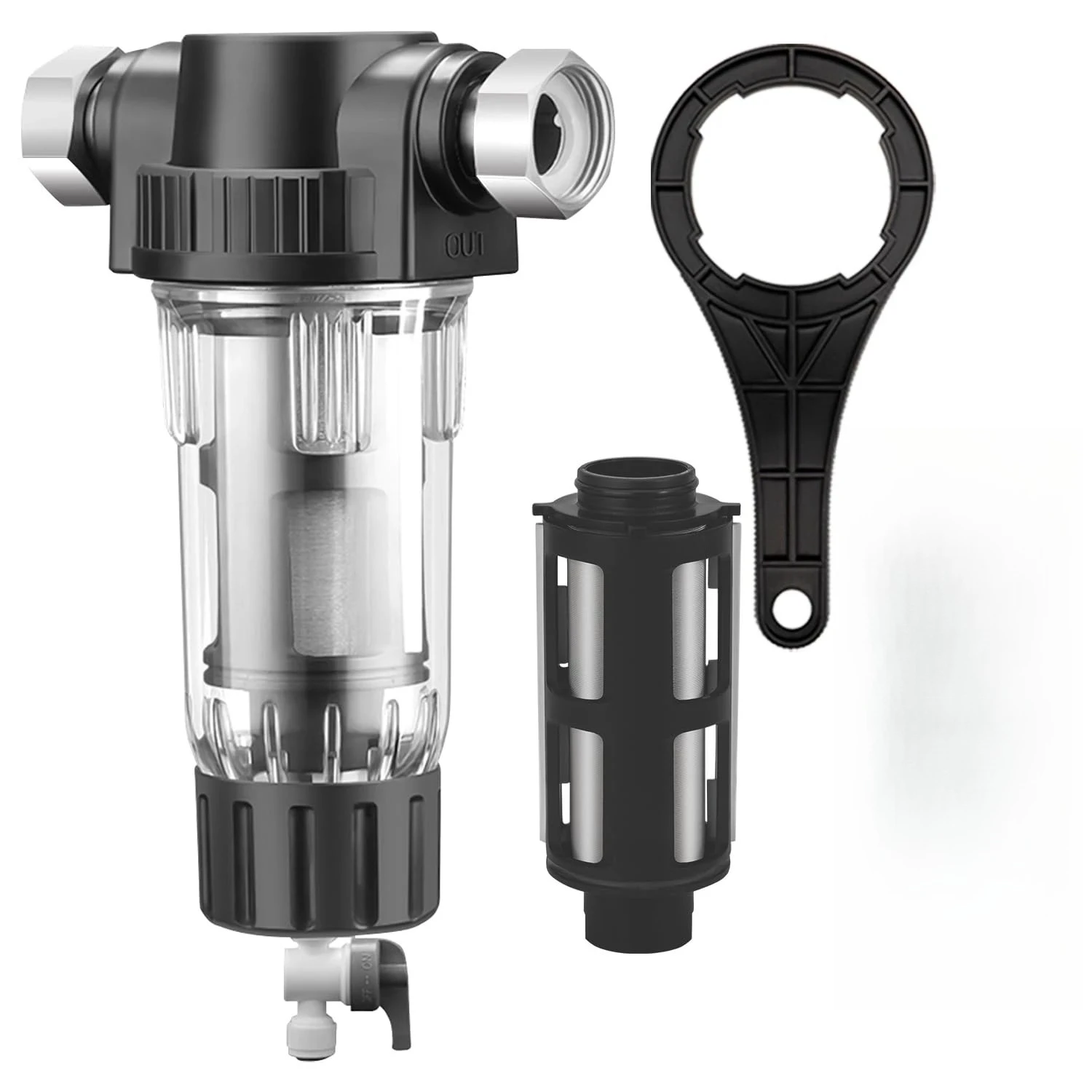 Whole House Water Softener Pre-Filter, Large Flow Backwash Water Purifier for Household Kitchen Tap Water Filtration