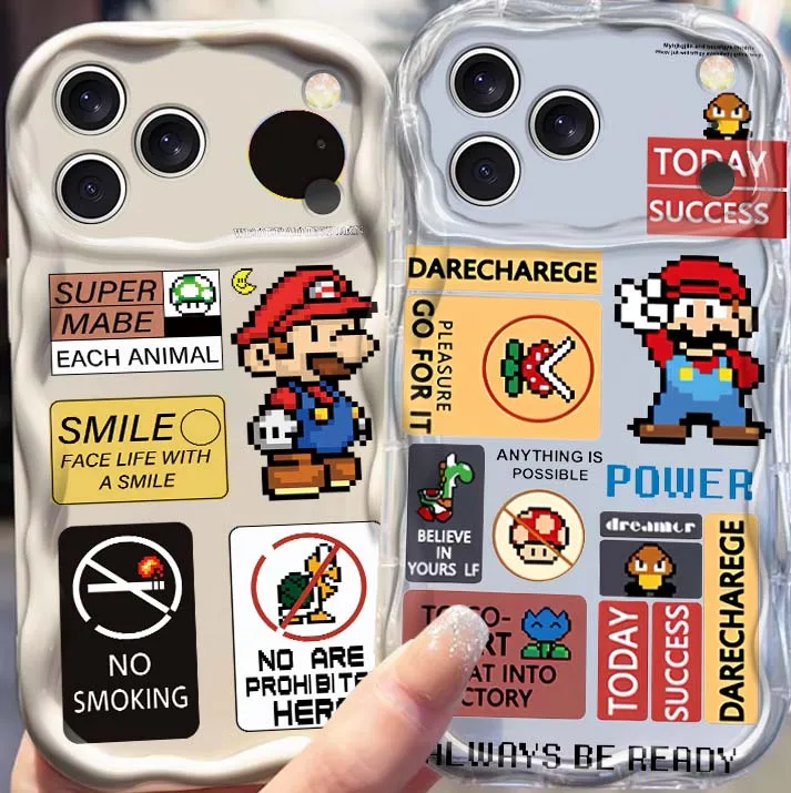 Funda de teléfono de dibujos animados de Comics Supers m-marios para Apple iPhone 17 16 16E 15 14 13 12 11 XS X Pro Max Plus, Funda suave de aceite ondulado