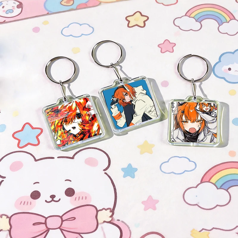 Orange Hair Color Adachi Rei Acrylic Keychain Handmade Hanging for Clothes Backpack Decoration Accessories Gifts with Friends