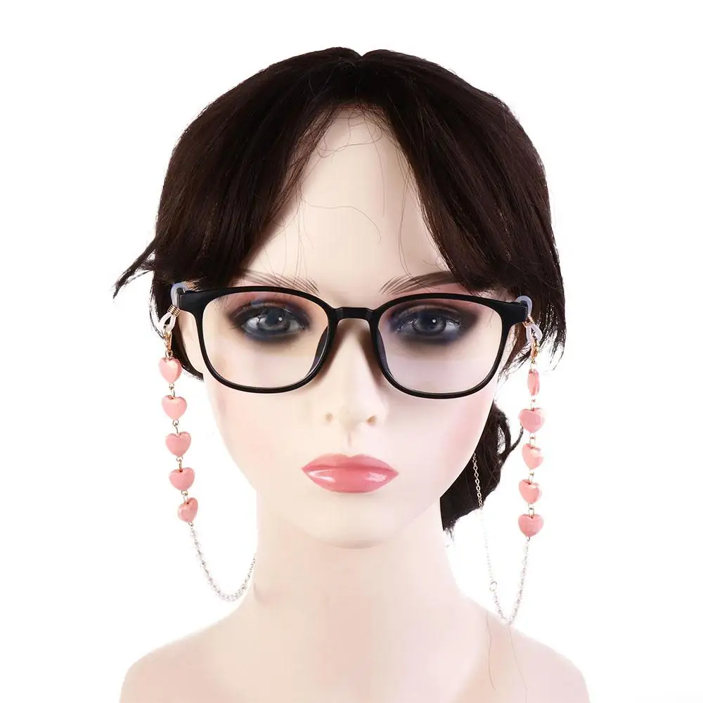 Gold Color Heart Shaped Neck Strap String Pearl Sunglasses Chains Love Glasses Chains Mask Anti-lost Chains Spectacle Cord