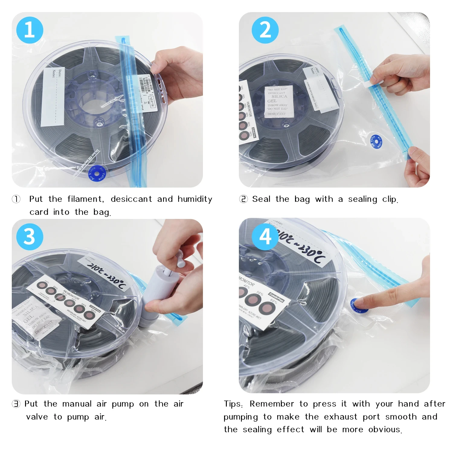 1-30 Bags Filament Storage Vacuum Bag 3D Printer PLA/ABS/TPU Filament Dryer Safekeeping Humidity Resistant For 3D Printer Parts