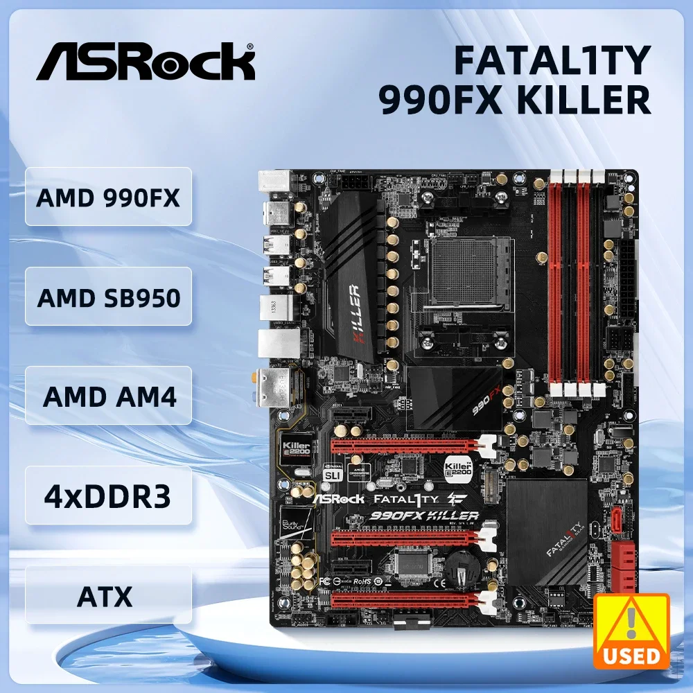 ASRock 990FX Killer Motherboard Socket AM3+ AMD 990FX DDR3 64GB support FX 8150FR FD8350FR  FD4150WM HDZ955FB cpu M.2_SSD ATX