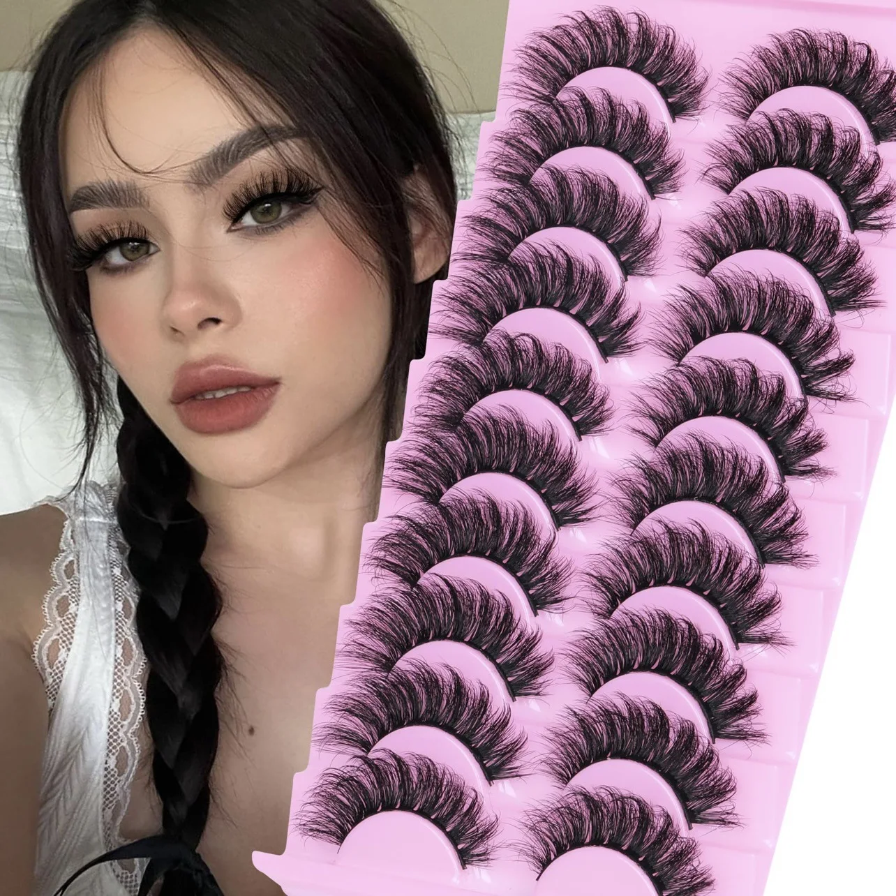 10 Pairs Fluffy Volume False Eyelashes - Visibly Thickened Natural Full Lashes - Fake Eyelashes