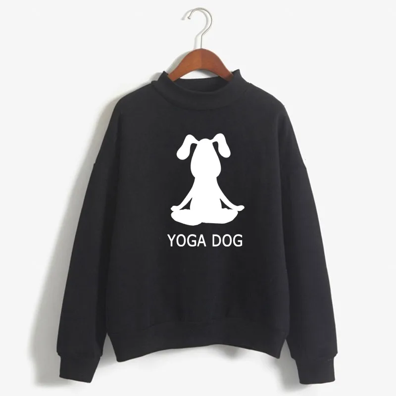 

YOGA DOG Graphic Print Woman Sweatshirt Sweet Korean O-neck Knitted Pullover Thick Autumn Winter Candy Color Women Clothes