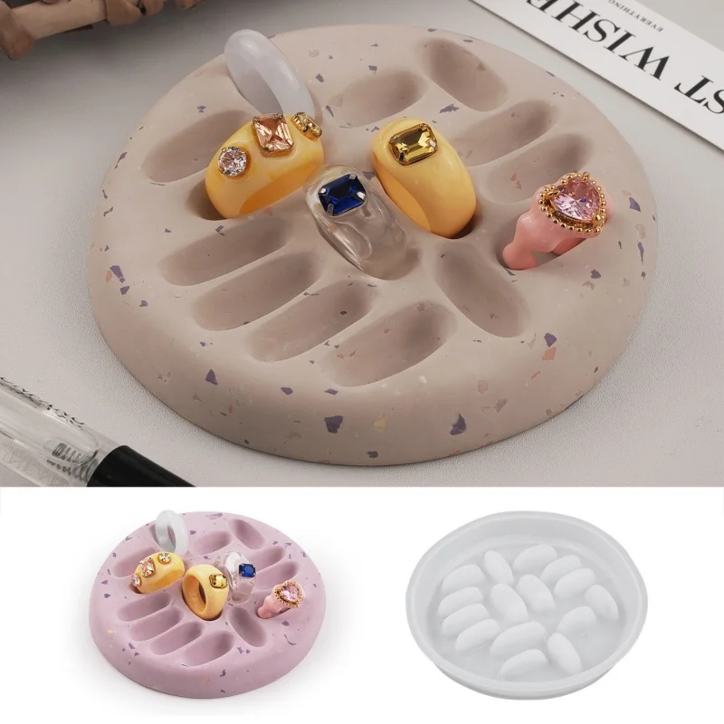 Round Irregular Rose Ring Storage Tray Silicone Molds DIY Gypsum Crystal Handmade Jewelry Decoration Desktop Ornament Resin Mold