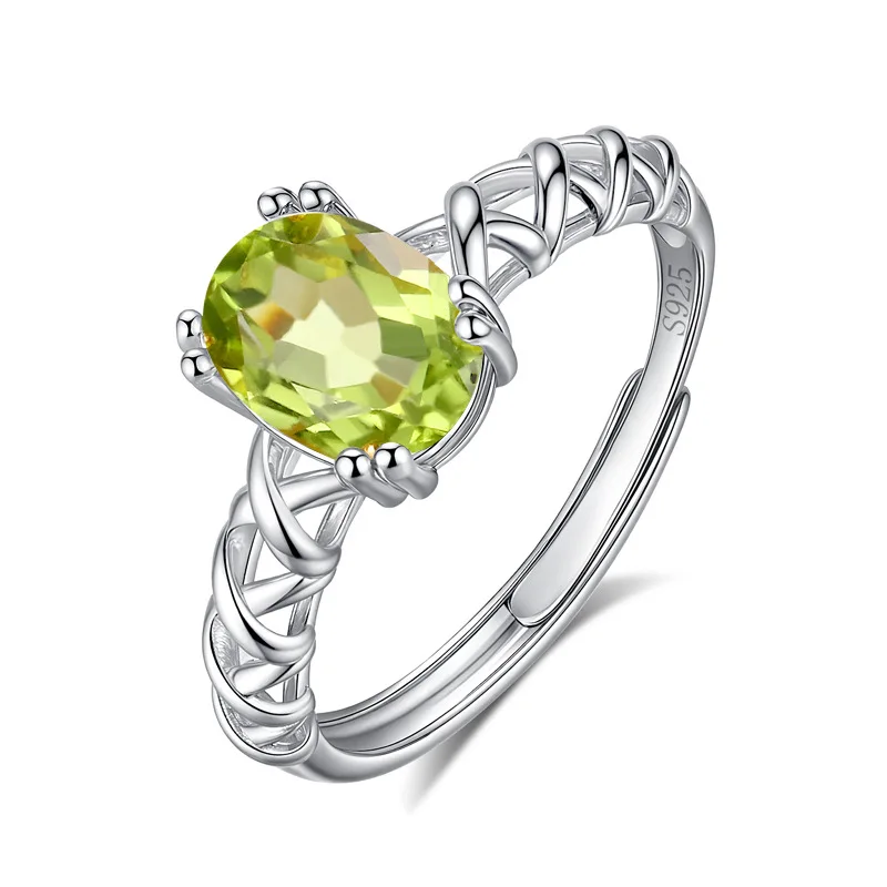 

Authentic 925 Sterling Silver Elegant Resizable Size Ring for Women Girl Lady Natural Topaz Citrine Garnet Amethyst Peridot