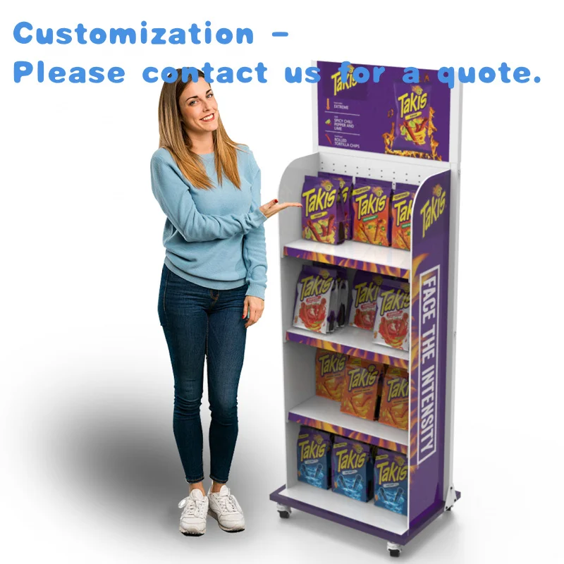 custom.Bevis Customized Metal Potato Chip Snack Board Layer Movable Single-sided Display Rack Stores and Supermarkets