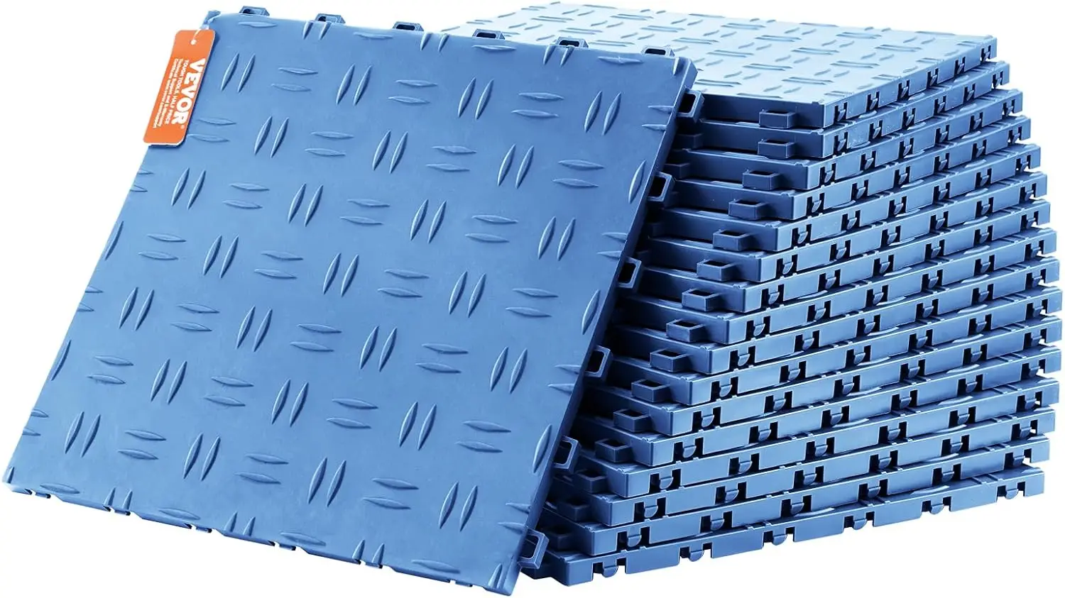 

Interlocking Garage Floor Covering Tiles, 12 x 12 x 0.53 inch, 25 Pack, Non-Slip Double-Sided Texture, for Basements, Blue
