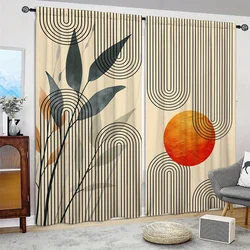 2pcs Bohemian abstraction Printed Curtain for Home Decor - Rod Pocket Window Treatment for Bedroom, Office, Kitchen, Living Room