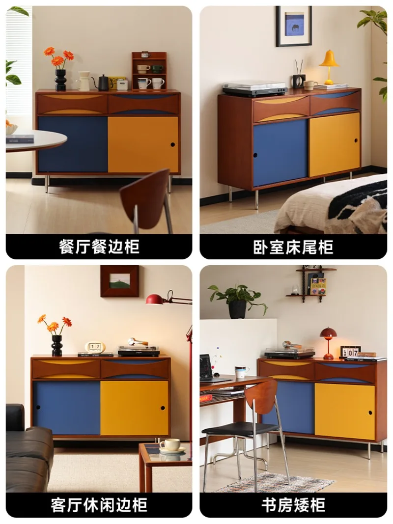 dining side cabinet, integrated storage cabinet against the wall, locker, living room color contrast characteristic cabinet