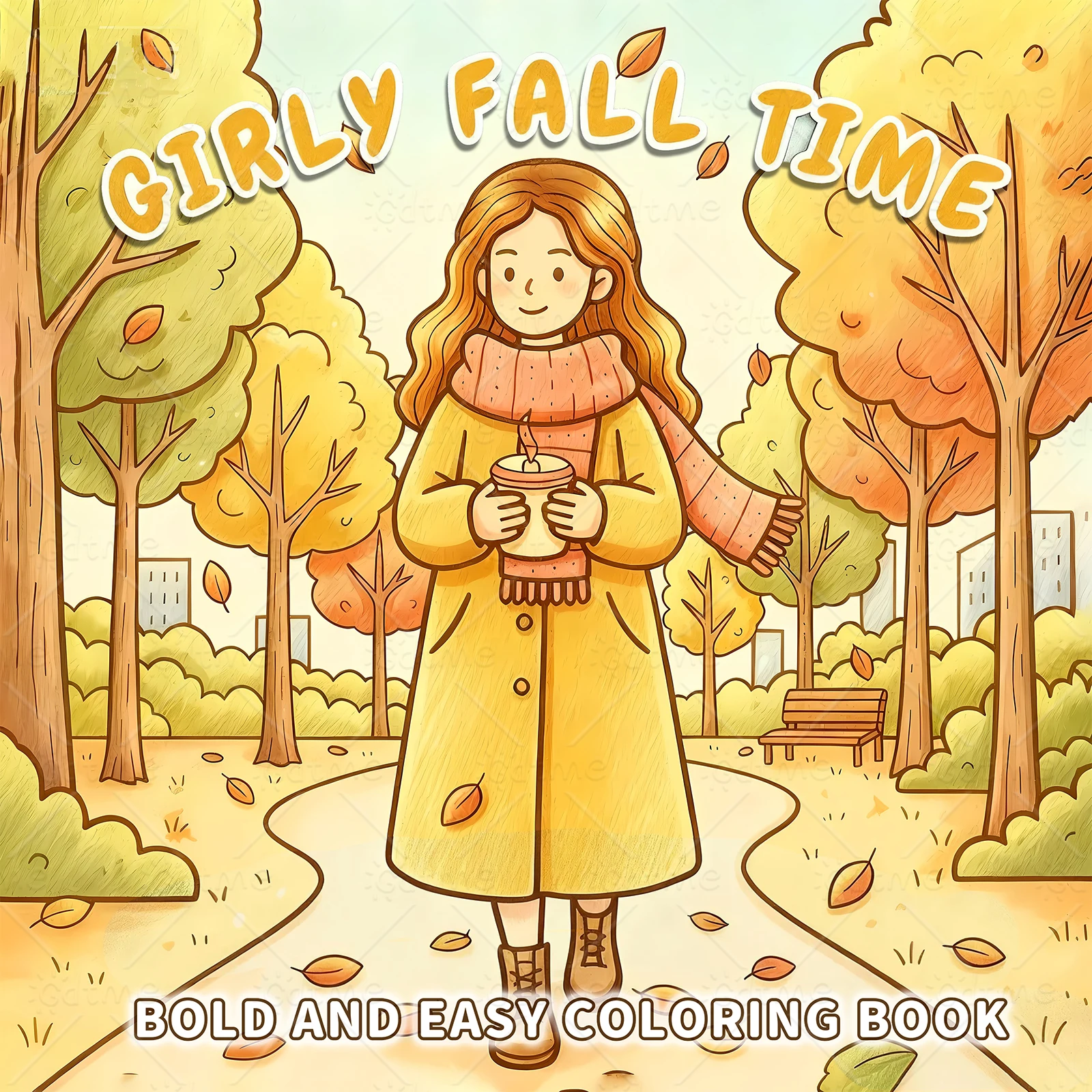 GIRLY FALL TIME Coloring Book -Thick Paper for Adults Teens - Stress Relief Creative Cute Drawing Book DIY Gift Idea