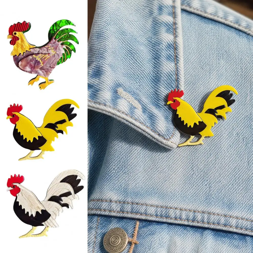 Farm Pin Cute Farm Brooch Chicken Rooster Brooch Pin Acrylic Farm Jewelry Lightweight Novelty Accessory for Backpacks Hats