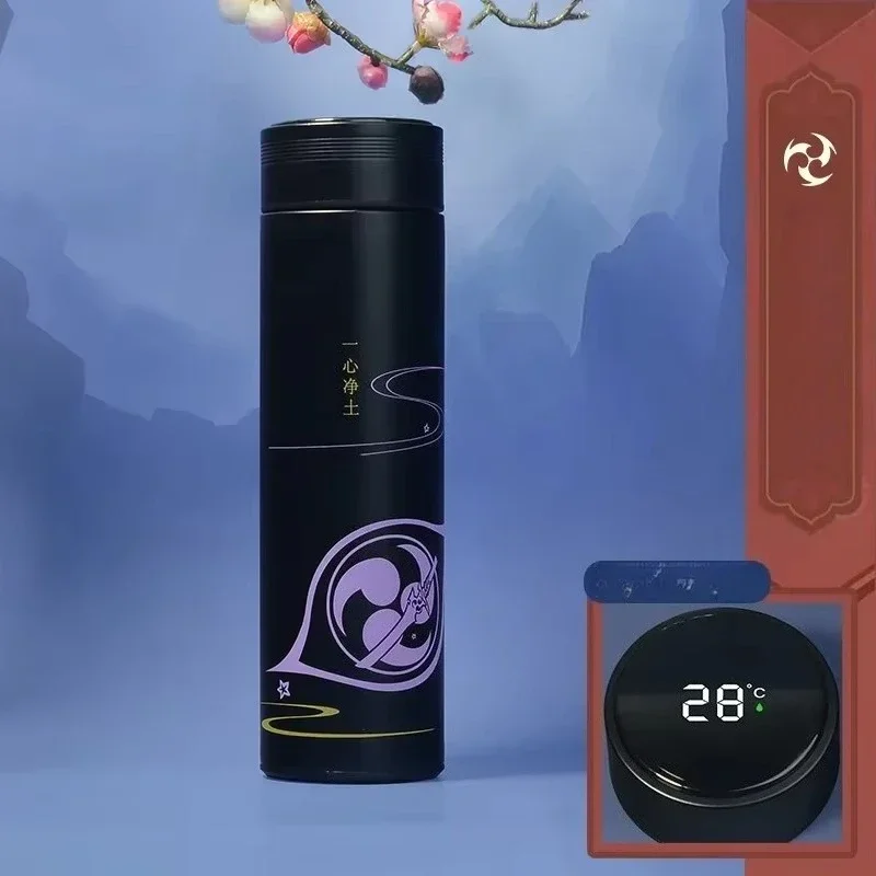 

Genshin термос бутылки для воды светодиодный дисплей температуры кофейные кружки из нержавеющей стали Zhongli аниме термос изолированная бутылка