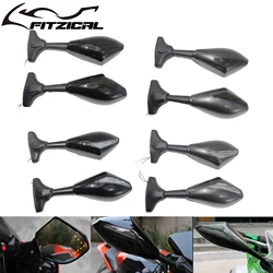 2xUniversal Motorcycle Integrated Turn Signal Mirrors Rearview Mirror With Led Light For Suzuki GSX250R GSXR125 GSXR150 GSXR600
