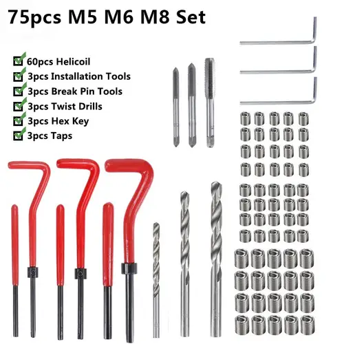 XCAN Thread Repair Kit M3 M4 M5 M6 M8 M10 M12 M14  Screw Thread Inserts For Restoring Damaged Threads Repair Tools Drill Bit - Image 23