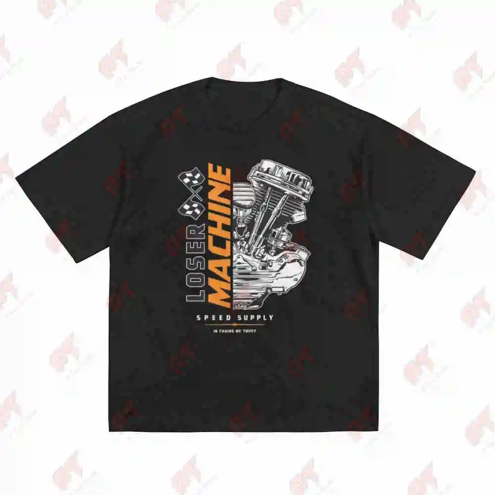Loser Machine Pan Overdrive Engine Racing Short Sleeve Tee 100% Cotton T-Shirt