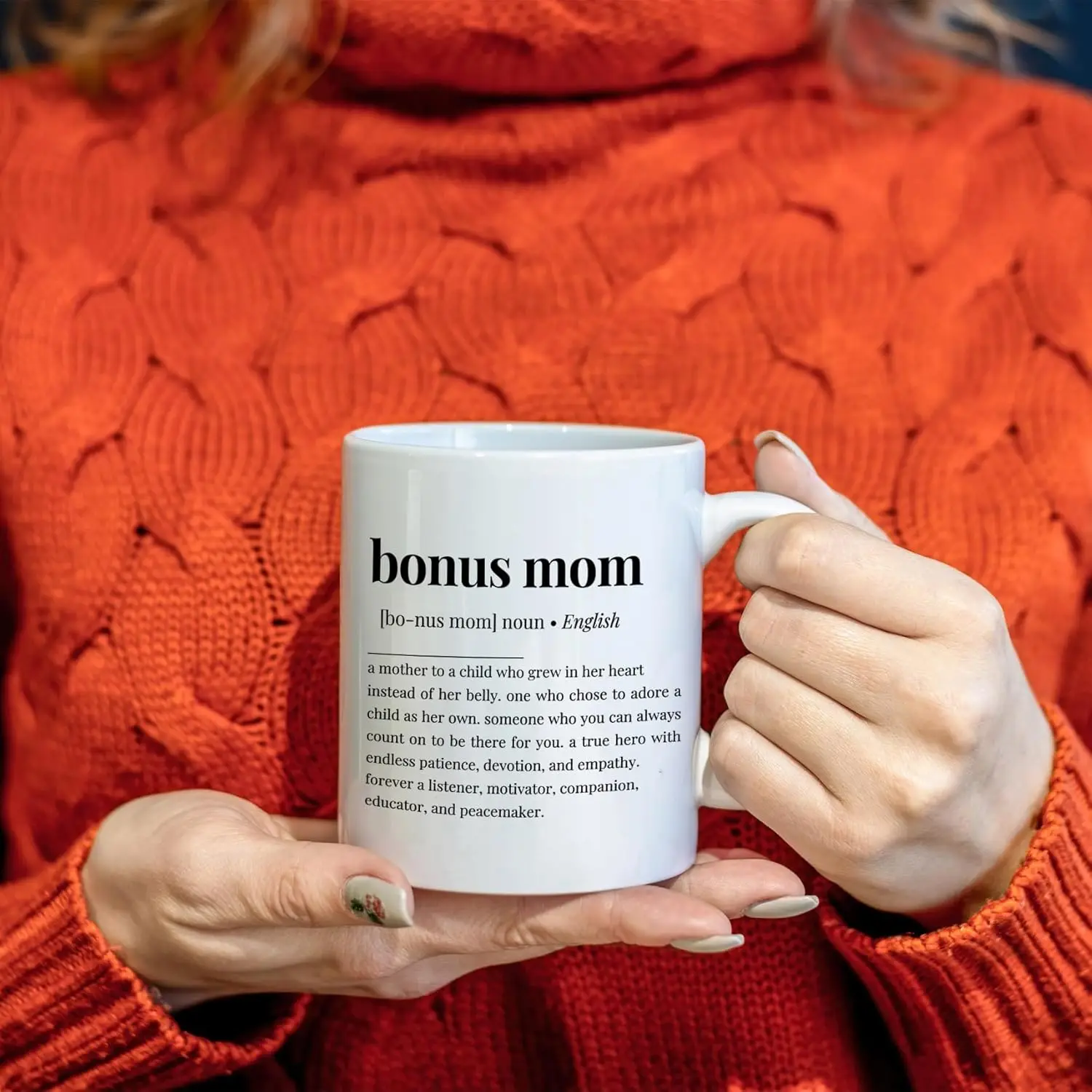 Bonus Mom Definition Coffee Mugs Cup, Bonus Mom Gifts, Birthday Gifts for Stepmom from Stepdaughter Stepson Christmas cup