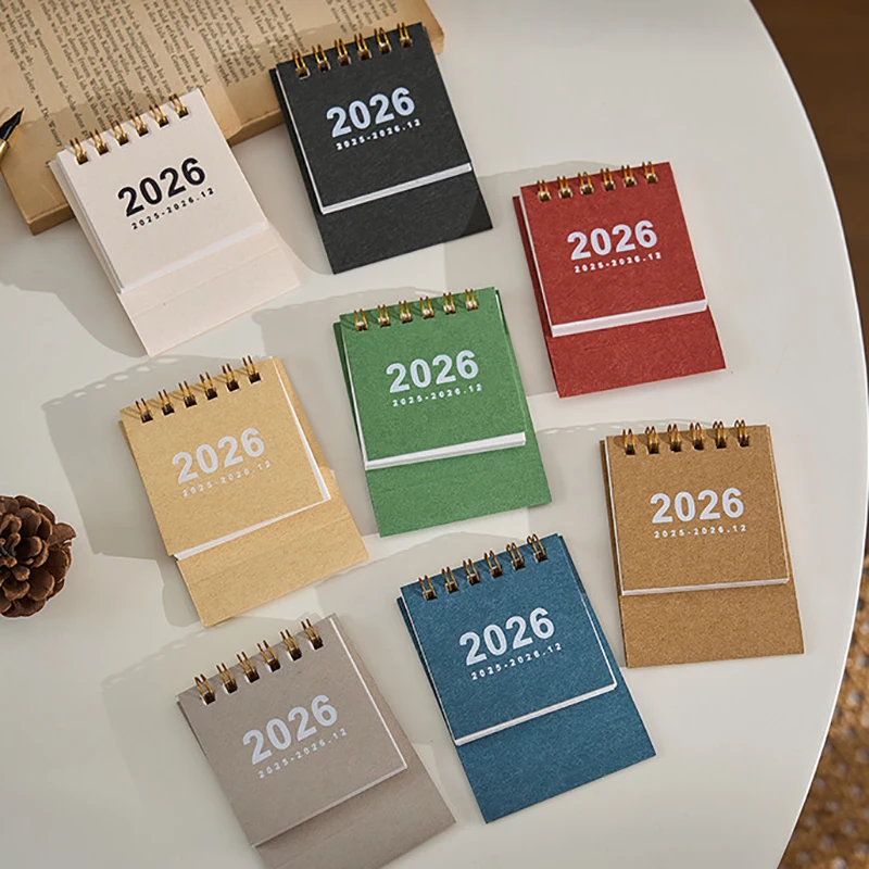

2026 Mini Simple Desk Calendar Creative Spiral Bound Calendar Ins Style Desktop Decoration Office Stationery For Home Work Decor