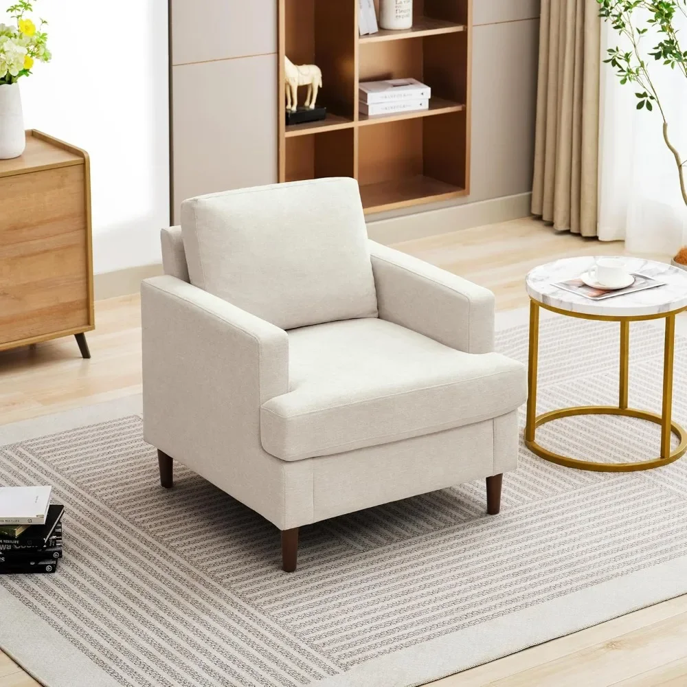 Modern Linen Fabric Armchair for Living Room,Comfy Upholstered Reading Accent Chairs for Bedroom