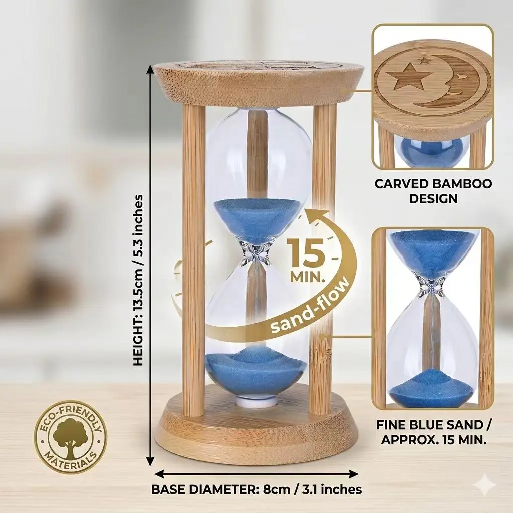 Creative Wooden Hourglass Sand Timer Clock - 1/3/5/10/15/30 Minute Desk Decor Sandglass for Kids Teeth Brushing Games Child Gift