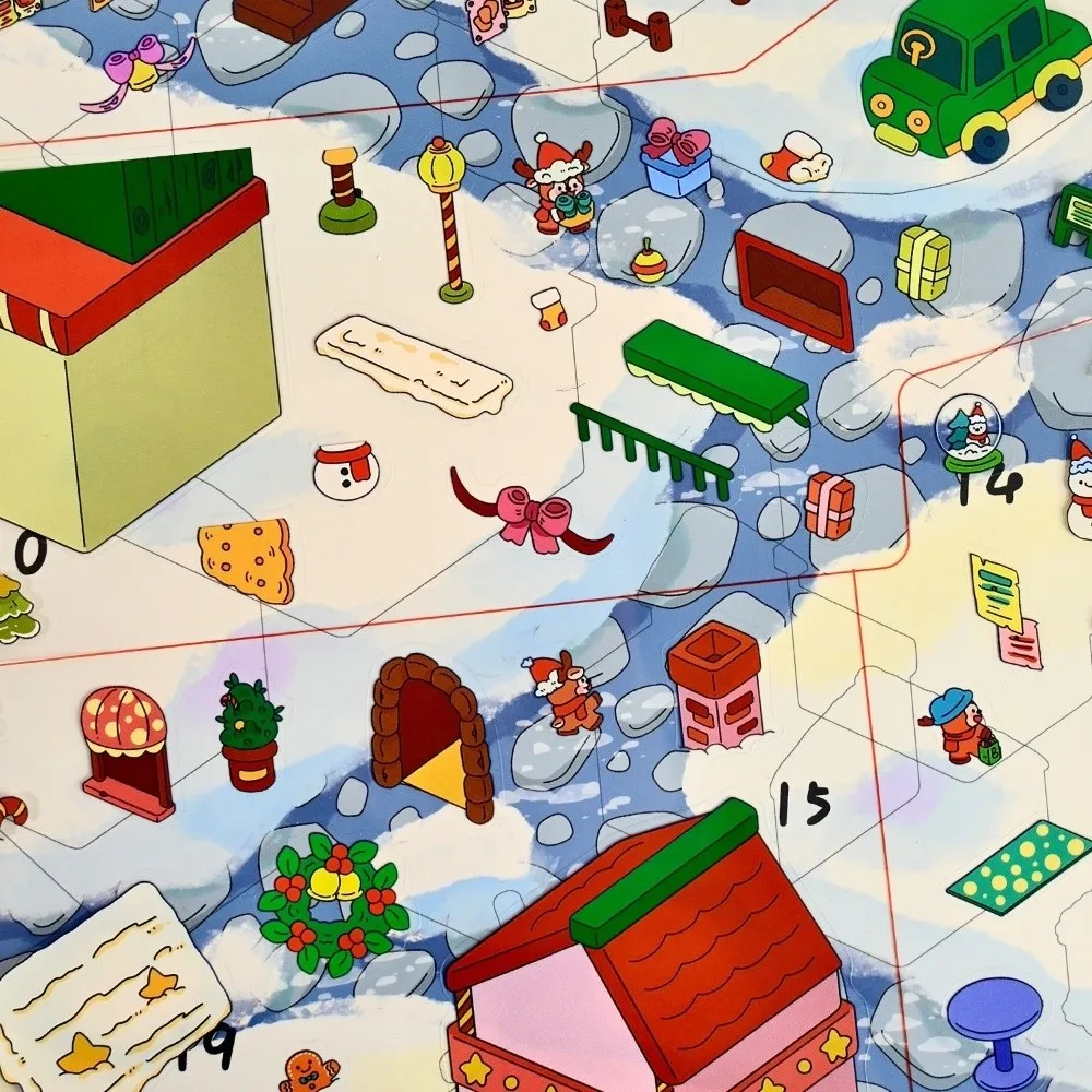 Christmas Eve 3D Landscape Stickers Extra Large Size Grindelwald‘s Xmas Story Scene Sticker with Tweezers Miniature Sticker Book