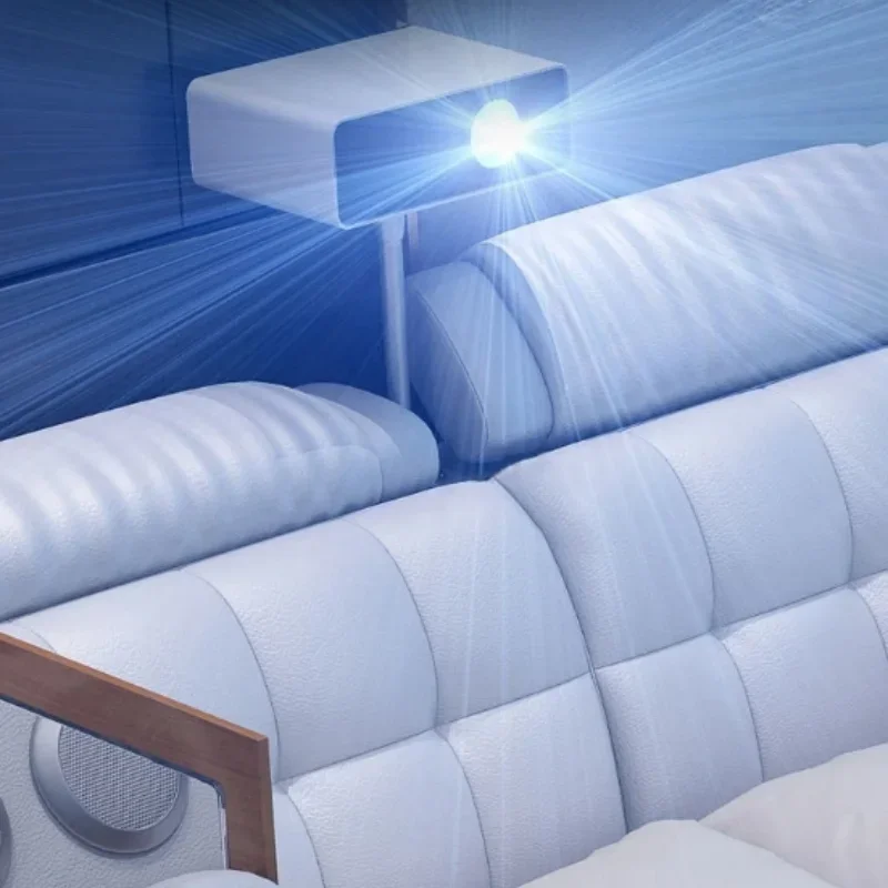 Łóżko z prawdziwej skóry Tech Smart | Wielofunkcyjne łóżka Ultimate | Łóżko Tatami do masażu z projektorem | Tapicerowany Cama