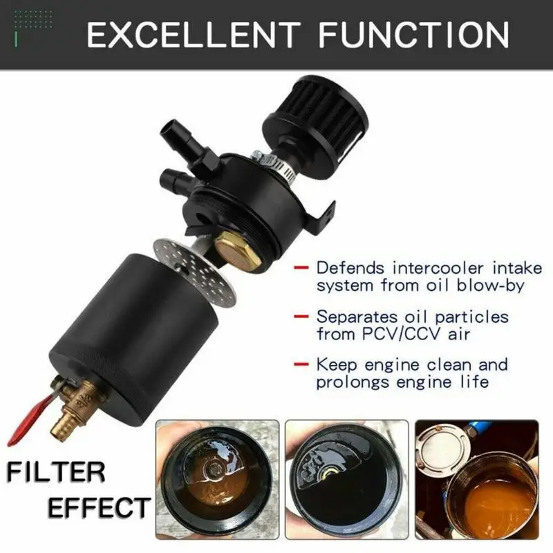 Catch Can Breather Filter 200ml Universal Car Oil Catch Can Kit Oil Separator Catch Can With Breather Filter For Universal Car