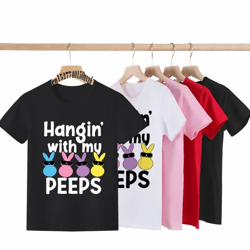 Hangin' With My Peeps Easter Kids T Shirt Toddler Kids Youth Easter Shirt Hanging With My Peeps Tops Tee Baby Clothes