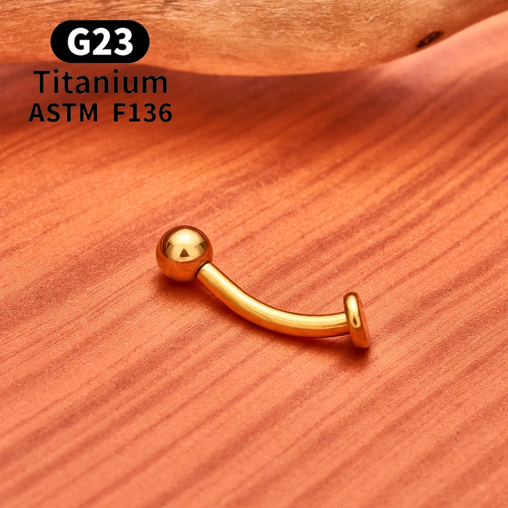 ASTM F136 Titan gebogener Bauchnabelring 14G CZ Faden flache Rückseite Nabelpiercing Langhantel Labret Lippenbolzen Punk Körperschmuck – Detail 5