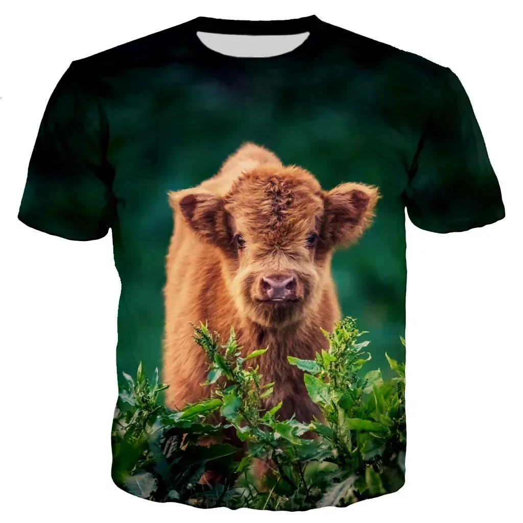 Summer Men's Funny Cow Pattern 3D Print T-shirt Hip Hop Casual Streetwear Lightweight Breathable Cute Animal Design for Ladies