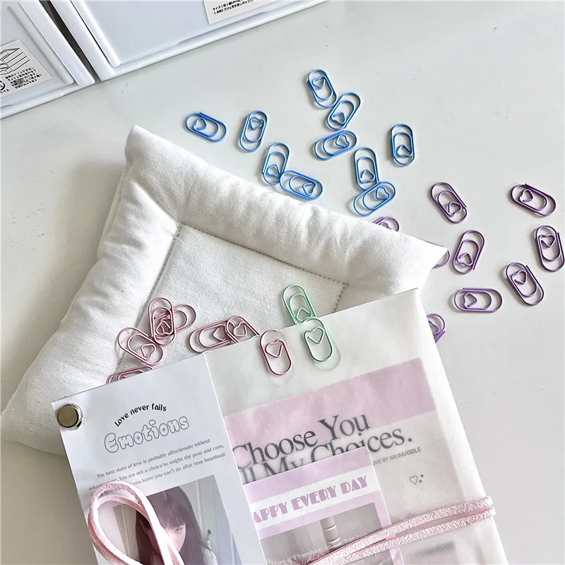 10pcs/set Mini Ins Koean Paper Clip Cute Simplicity Heart Style Non-sticky Memo Pad Clip DIY Decor Kpop Photocard Package Pin