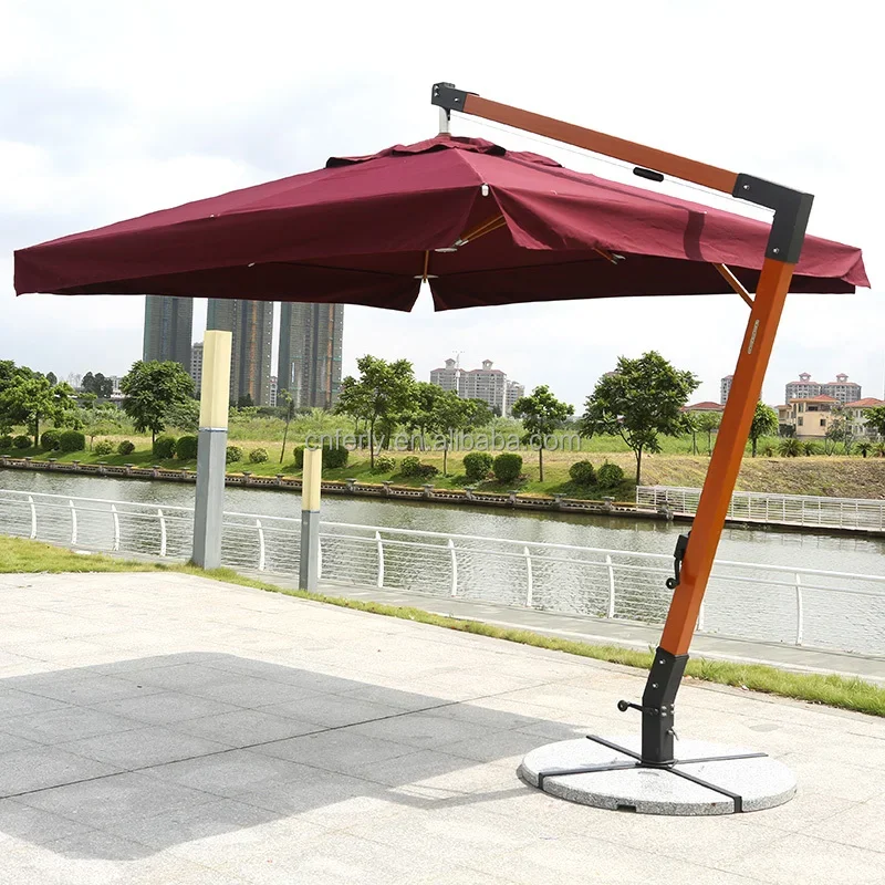 

Garden Outdoor Beach Umbrella Patio Wooden Luxury Metal Customized Wood Sun Frame Garden Parasol