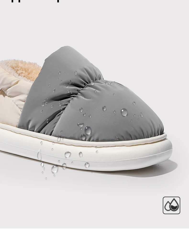 Damen-Fersenbedeckungs-Fleece-Hausschuhe, herunterlaufende Stoffschuhe, rutschfeste Winter-Hausschuhe mit weicher Sohle für den Heim- und Außenbereich – Detail 8