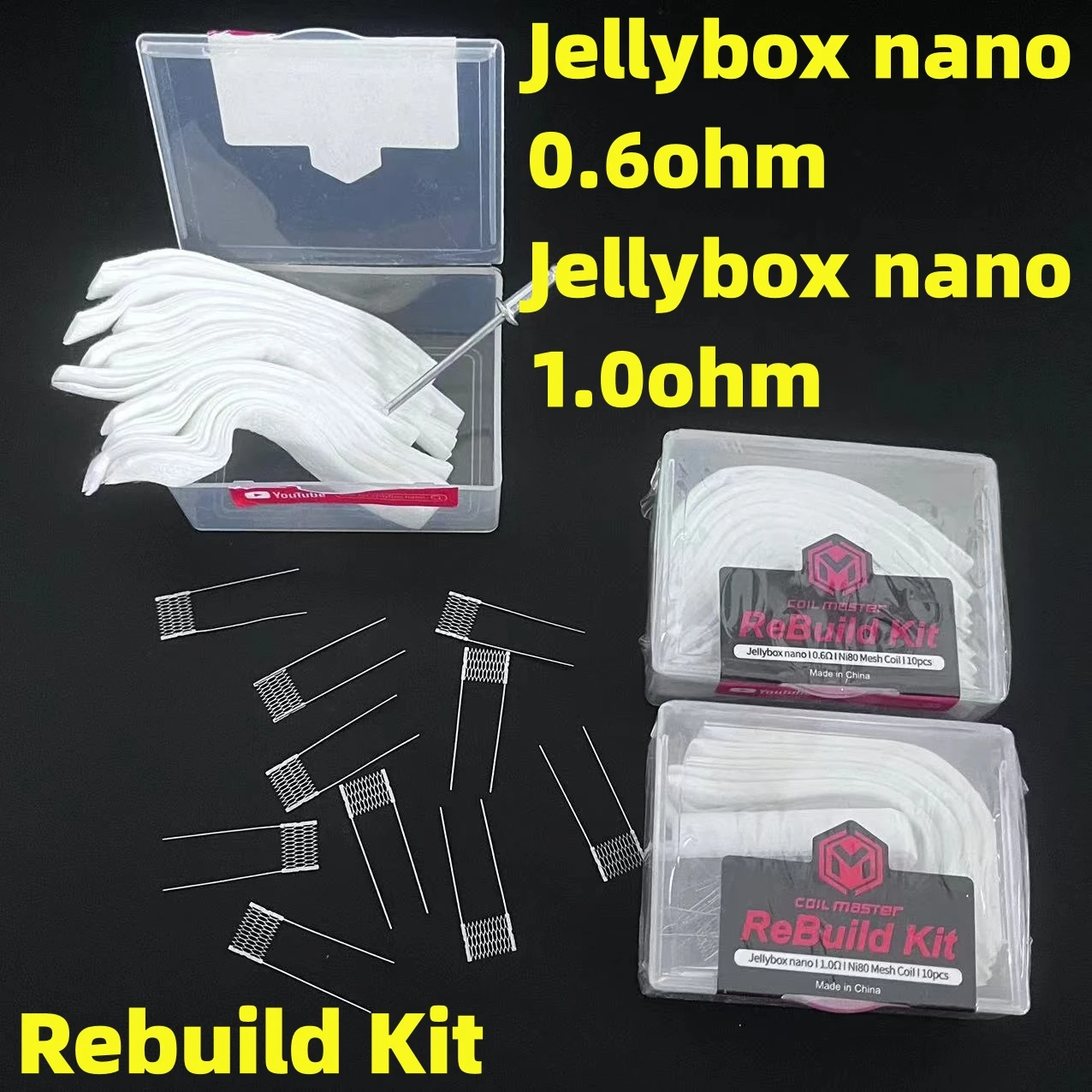 

5/3/1 Box Coil DIY Hand tools 0.6ohm/1.0ohm Rod Tools Cotton Rebuild Kit for Ni80 A1 Mesh Coil Head