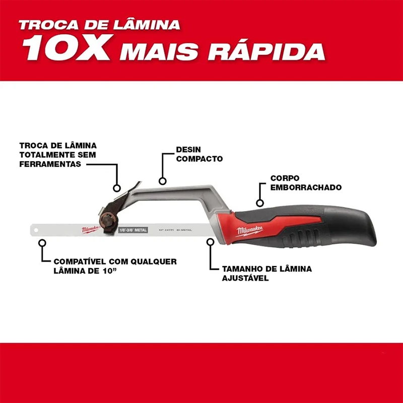 Milwaukee 48-22-0012 HackSaw Compact Metal Hand Adjustable Industrial Grade Cutting Tool