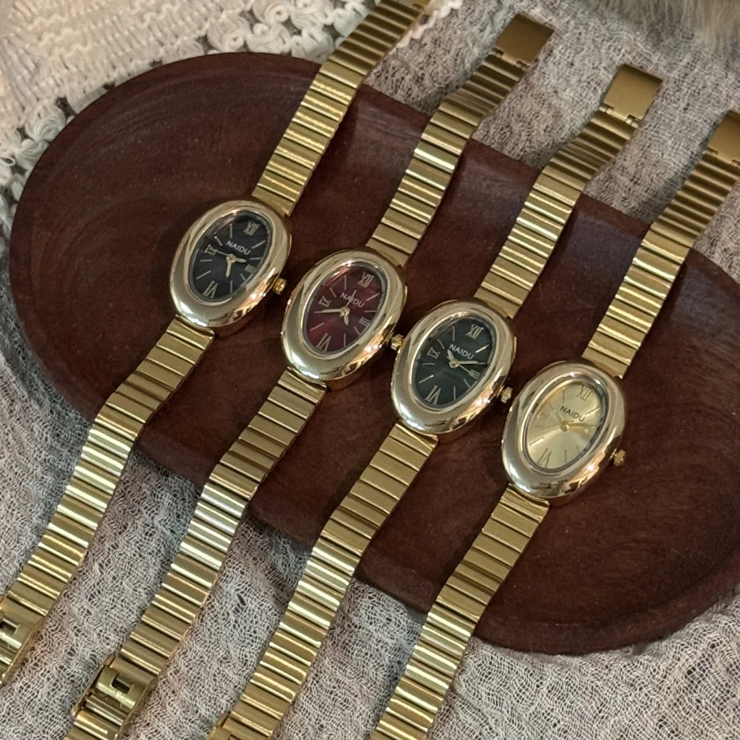 الذهب البيضاوي المرأة ساعة كوارتز العلامة التجارية الفاخرة سوار فولاذي غير قابل للصدأ ساعة اليد موضة عادية الكلاسيكية السيدات الساعات montre فام #2