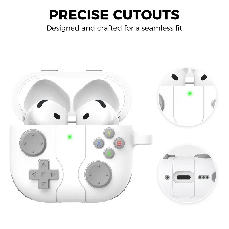 2024 New For Airpods 4 Liquid silicone Case 3D games Button design console Advanced protective case Anti fall with keychain