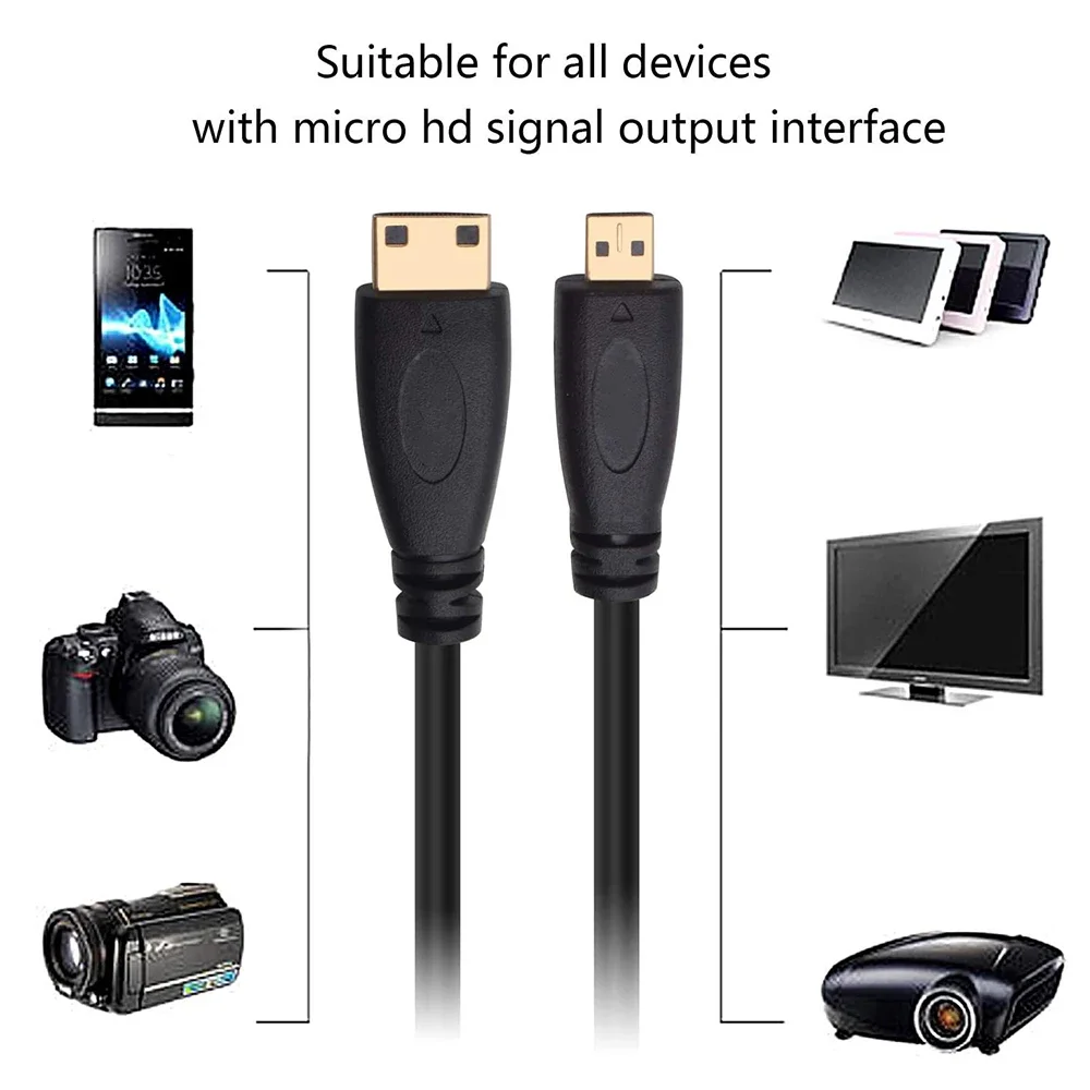 1080P Micro-HD Mini-HD Cable HD1.4 Type C to D Adapter Video Cord Compatible with Raspberry Pi 4 Tablet Camera Portable Monitor