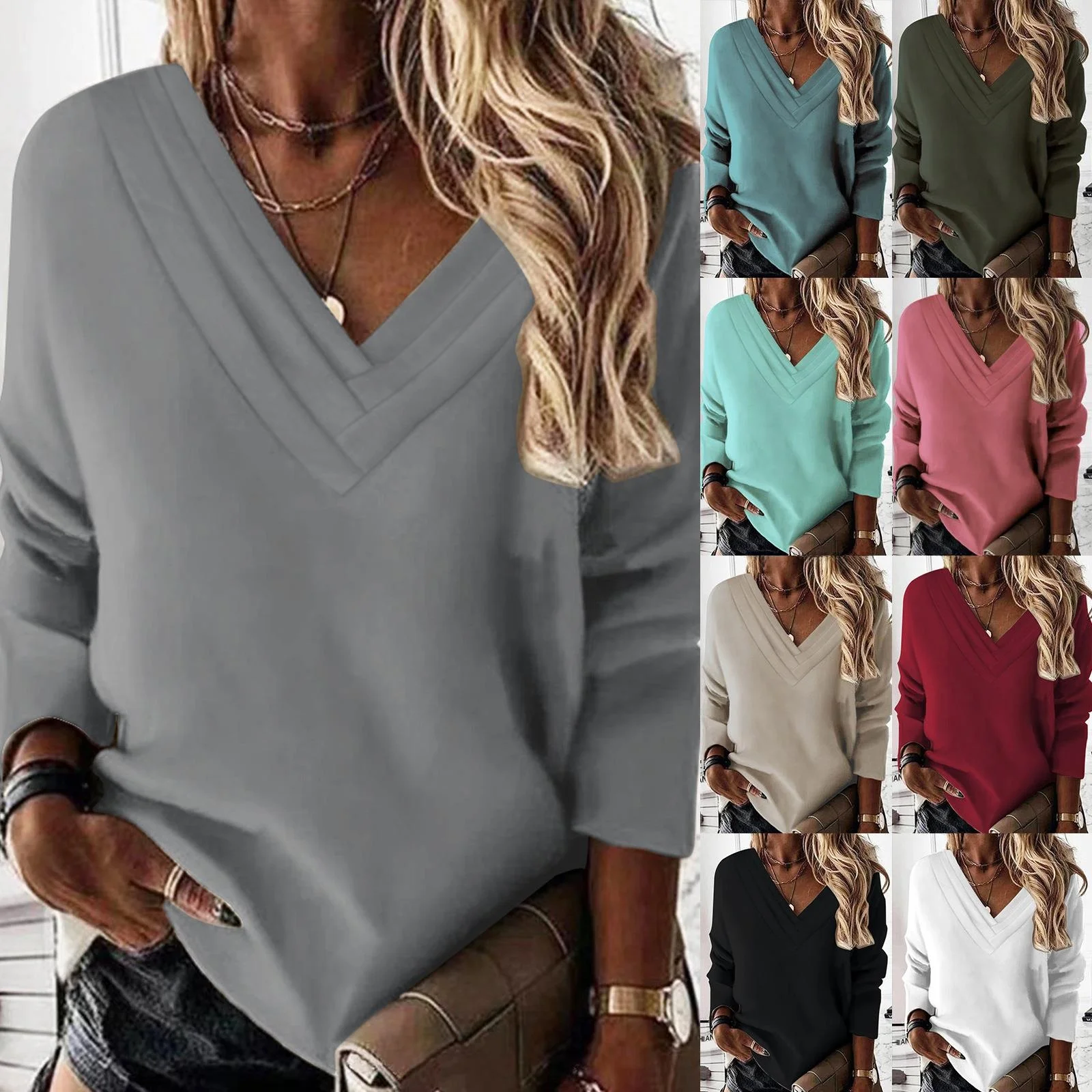 Women's Long Sve irt with Multi-Layer Collar Casual Sle Polyester Spandex Blend Long T-irt for Ladies Autumn Season
