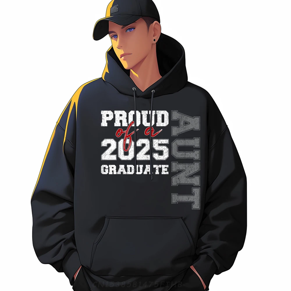

Classic Mens Sweatshirt Proud Aunt Of A 2025 Graduate Loose Hoodies Printed Long Sleeve Funny Crewneck Clothes