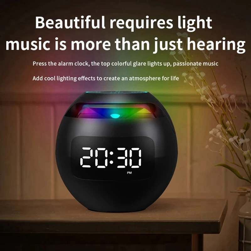 Mini Wekker Bluetooth Speaker Draadloze Klankkast Met Inductiekop Led Display Hifi Tf Kaart Muziekspeler