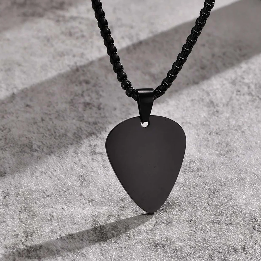 2 Pcs Guitar Pick Necklace Pendant Chain Adorable Picks Love Sweater Metal Jewelry Stainless Steel Man Mens