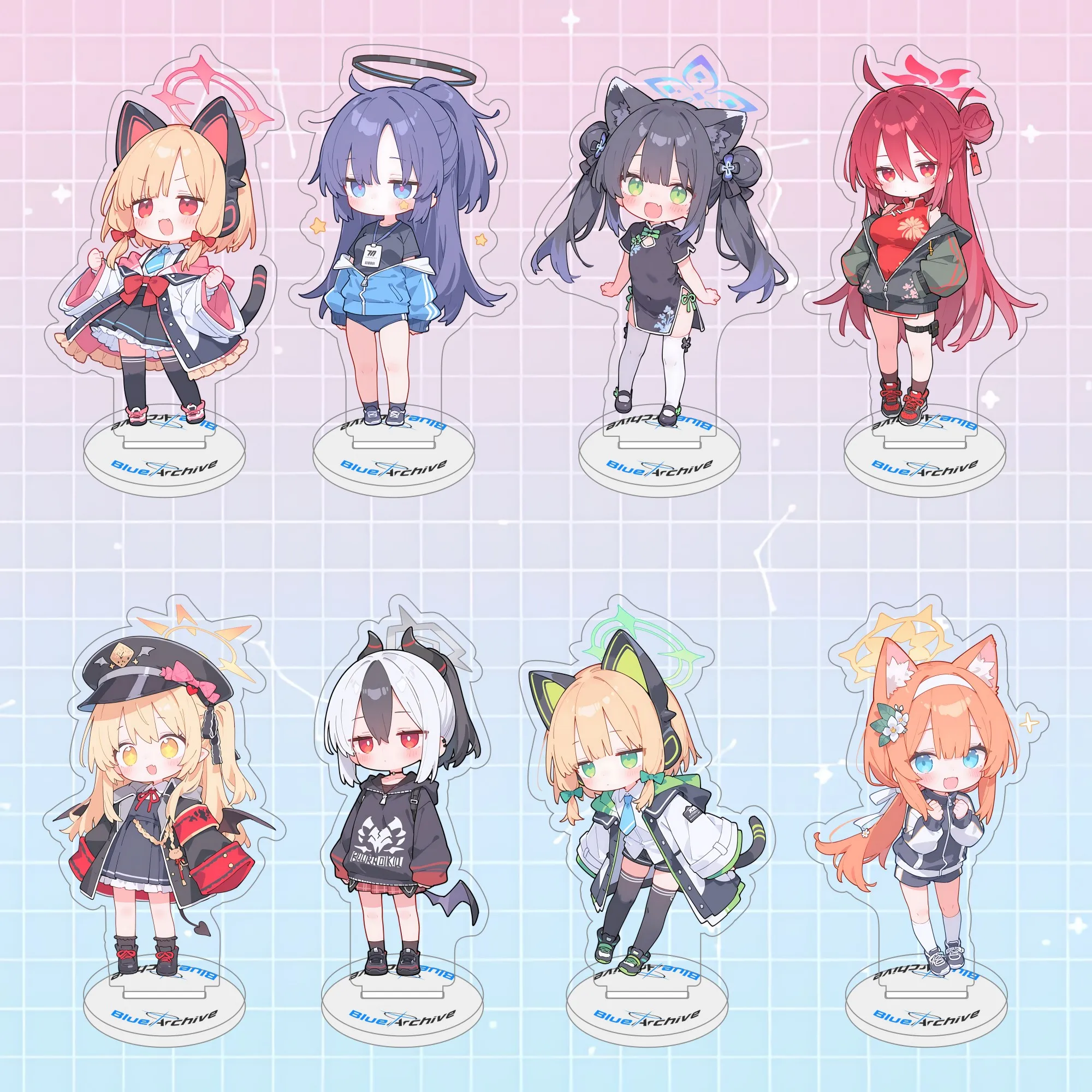 10cm Acrylic Stand,Figure Display Model Plate Desk Display Ornament as gifts,game Blue Archive,Acrylic Keychain Q version