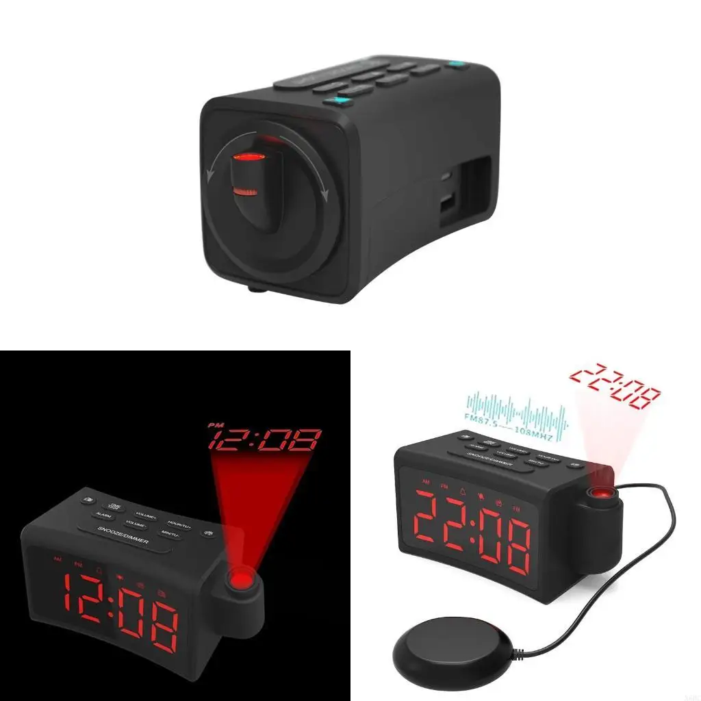 X6HC Led Snooze Alarm Clock FM Radio USB Projection Digital Clock Timer Clocks