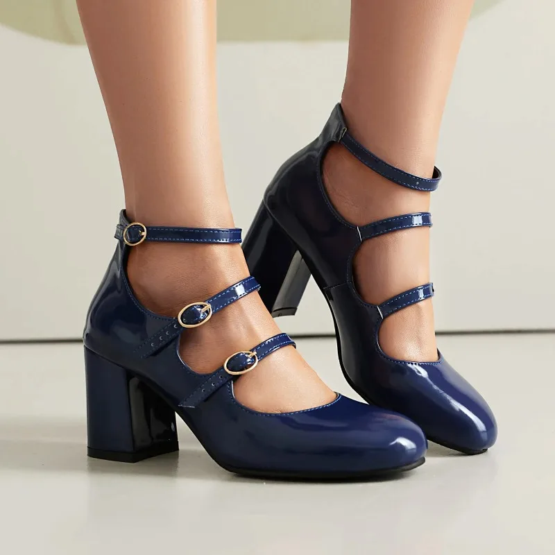 

Туфли-лодочки женские на высоком квадратном каблуке, из ПУ кожи